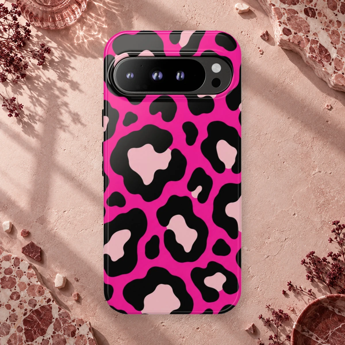 Pink Leopard phone case print