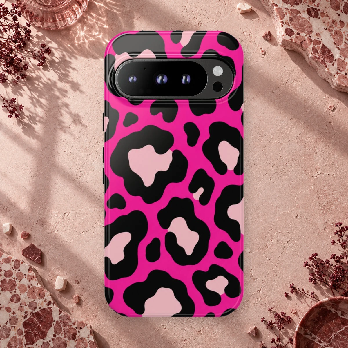 Pink Leopard phone case print