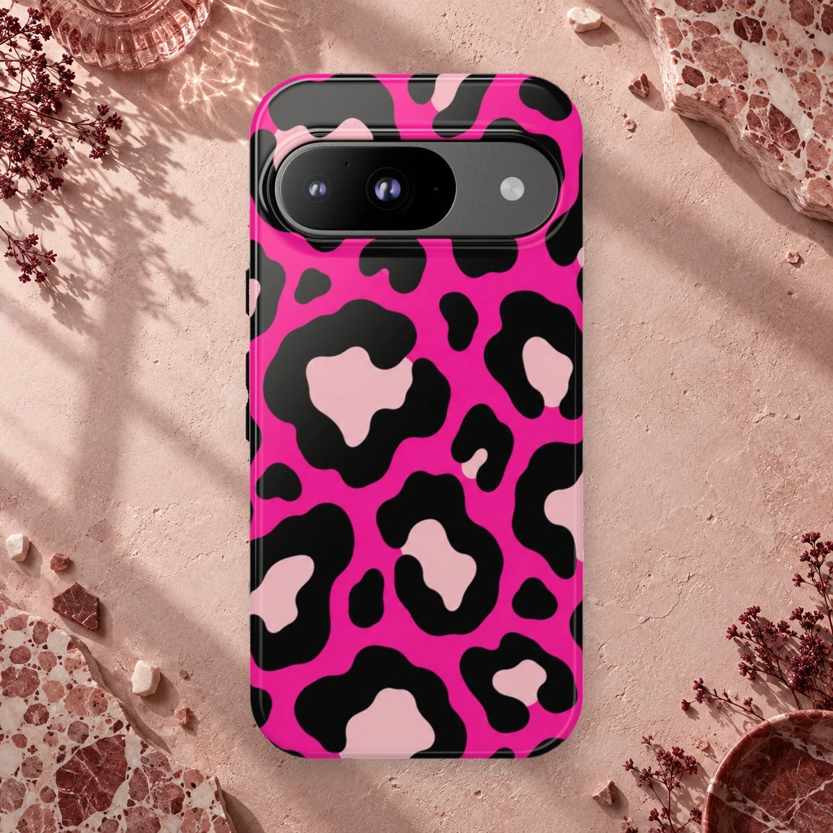 Pink Leopard phone case print
