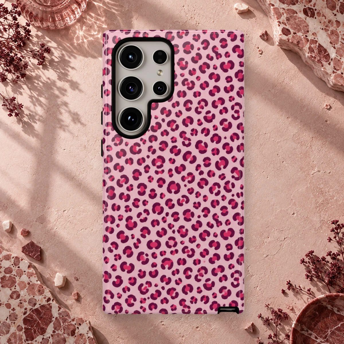 Pink Leopard phone case print