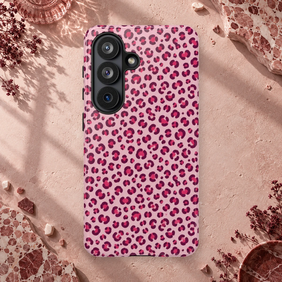 Pink Leopard phone case print