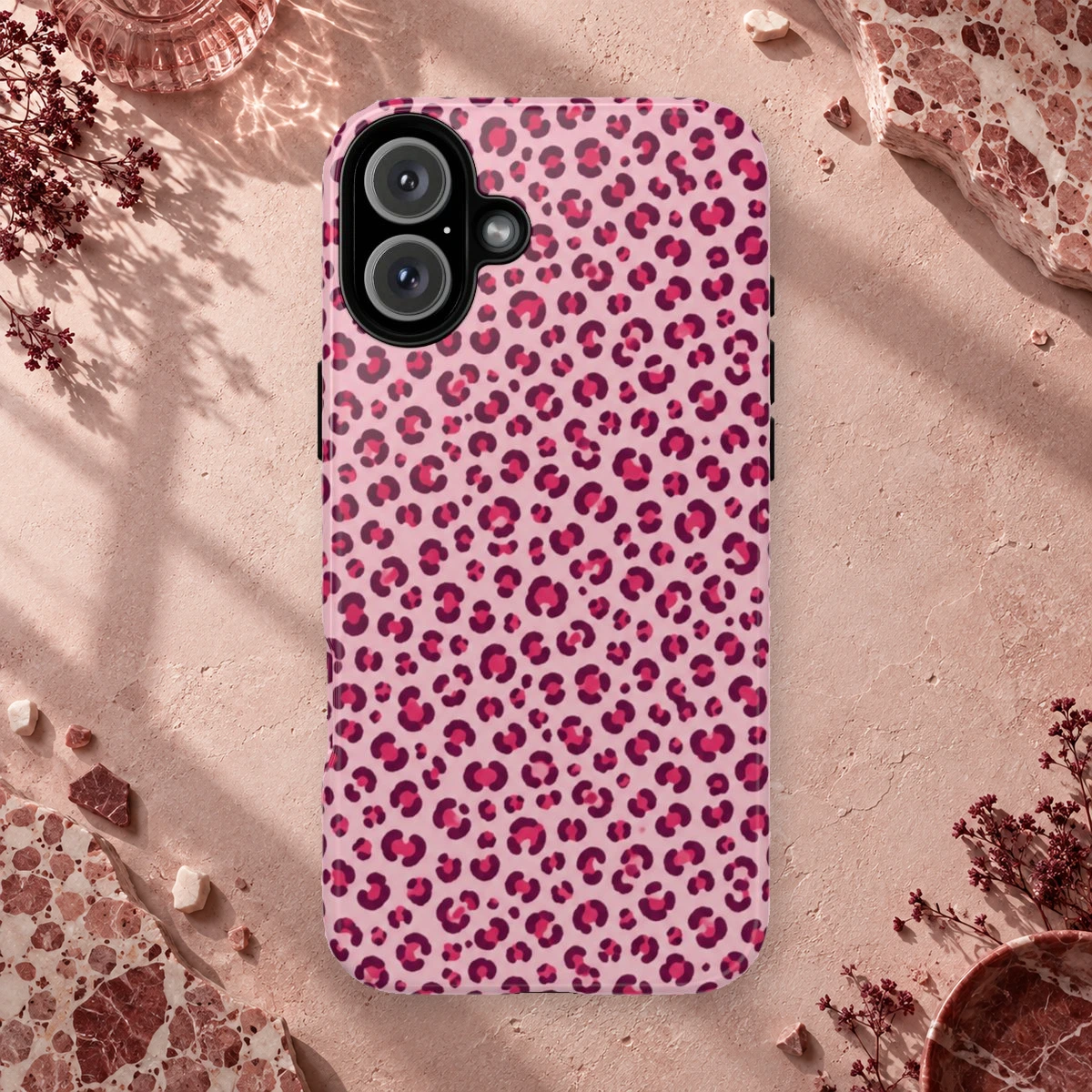 Pink Leopard phone case print