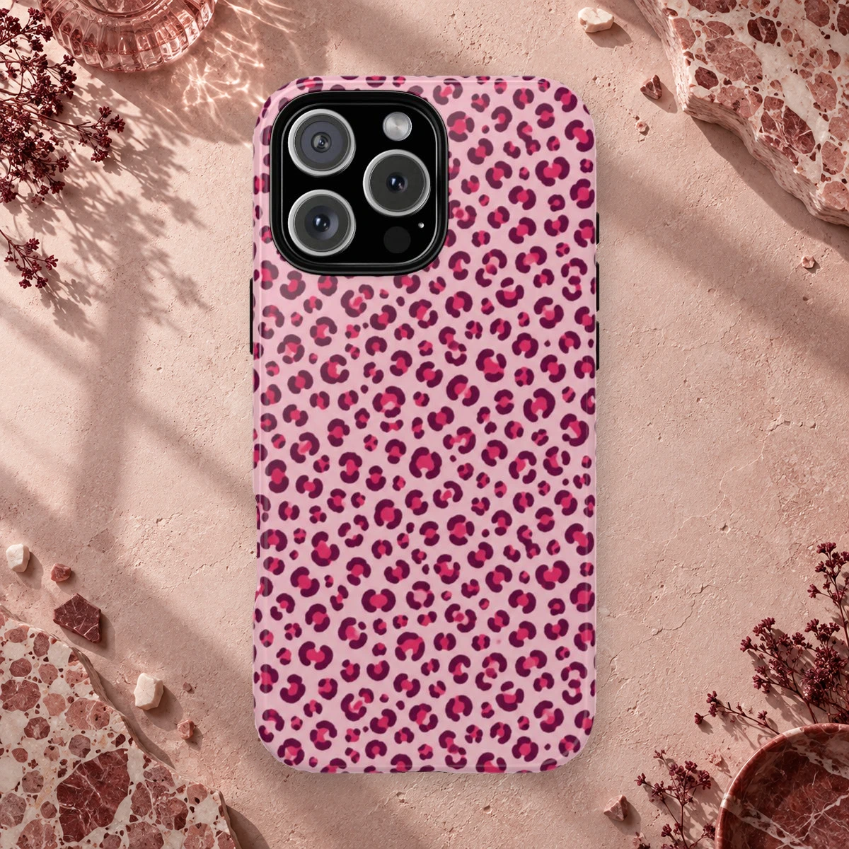 Pink Leopard phone case print