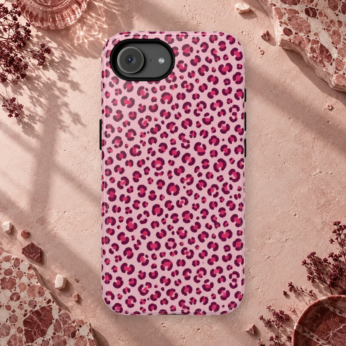 Pink Leopard phone case print