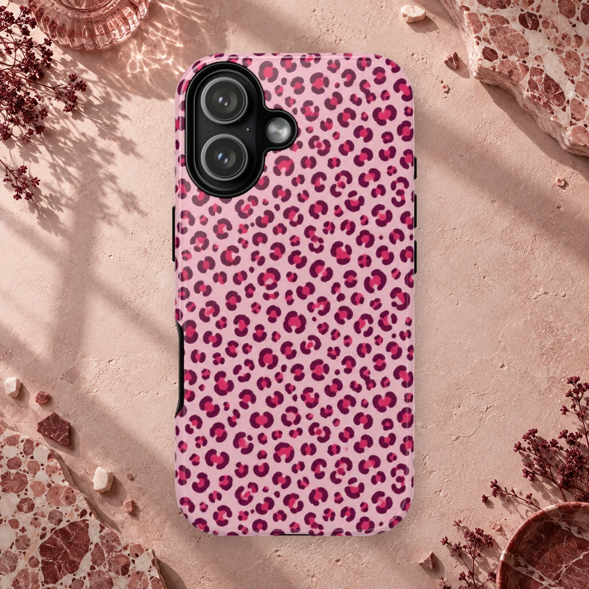 Pink Leopard phone case print