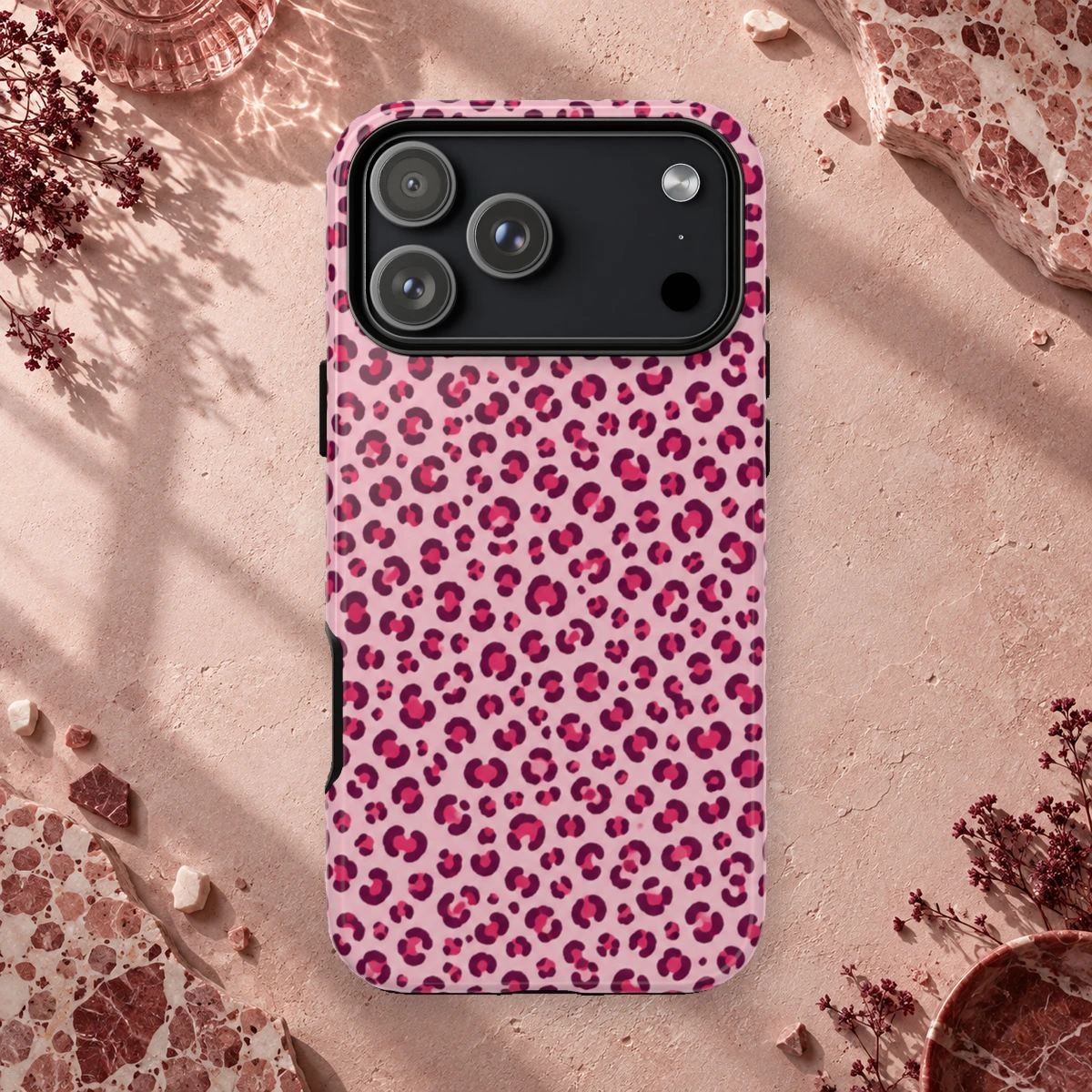 Pink Leopard phone case print
