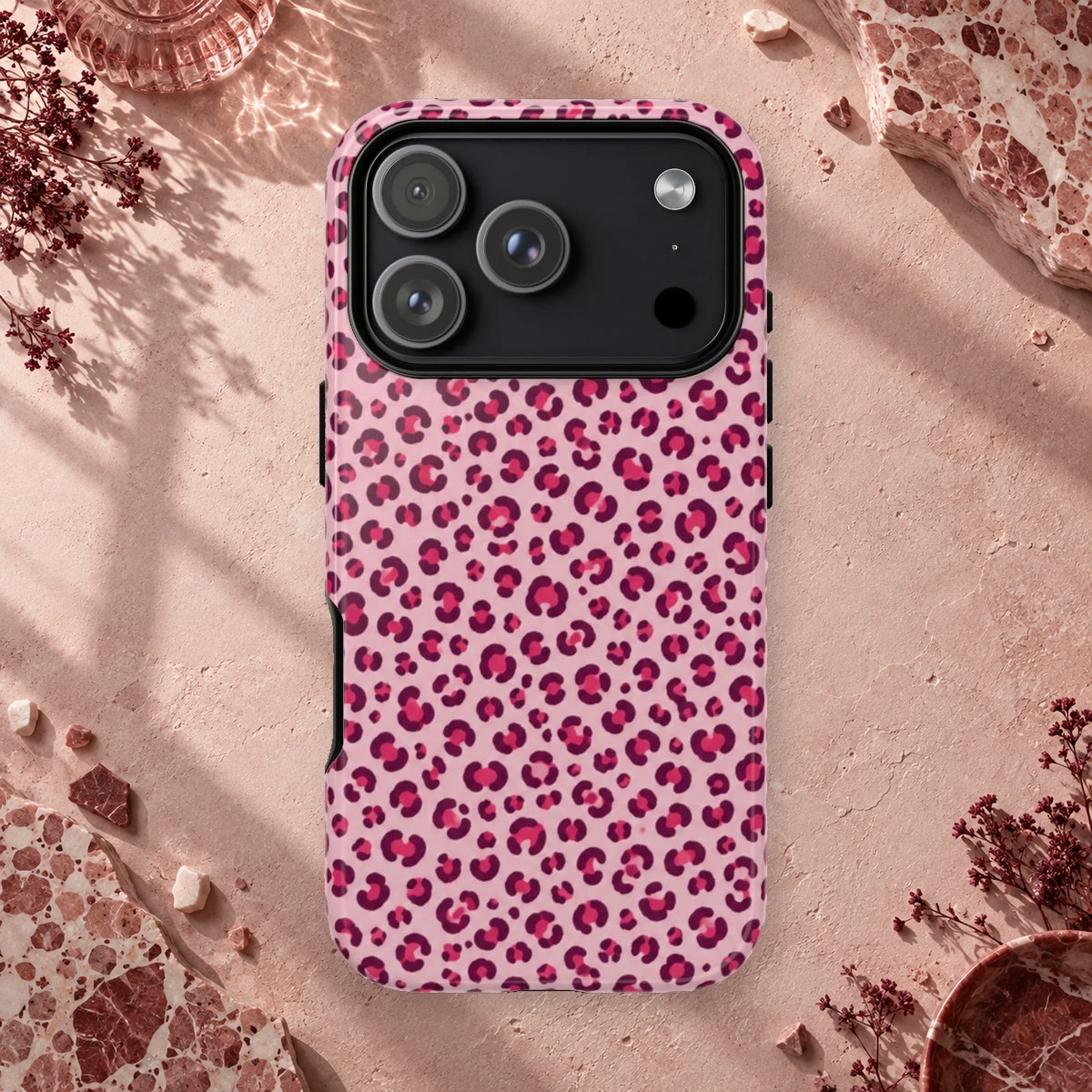 Pink Leopard phone case print