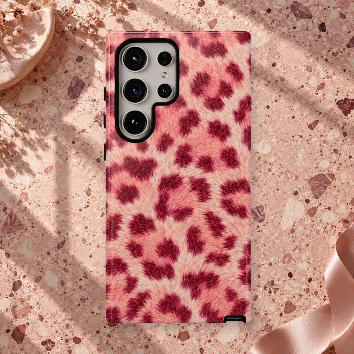 Pink Leopard phone case print