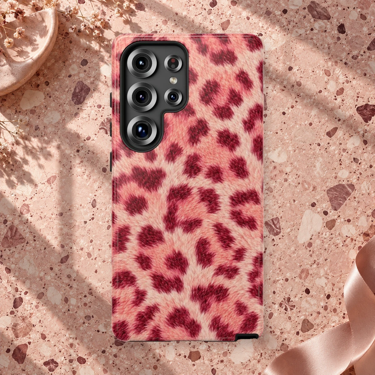 Pink Leopard phone case print