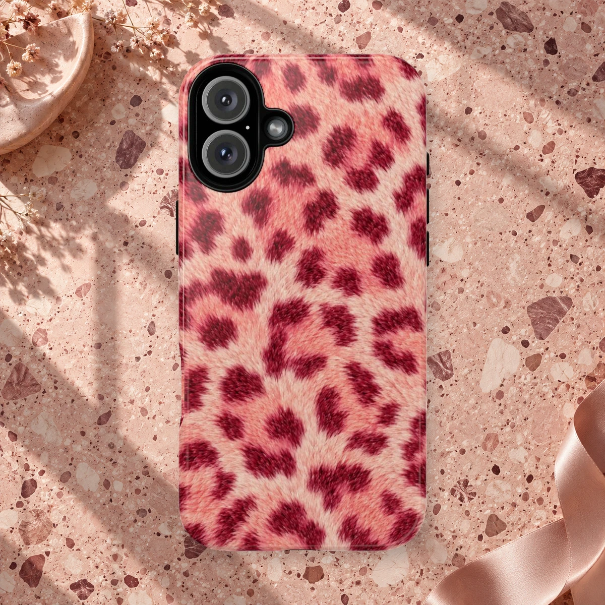 Pink Leopard phone case print