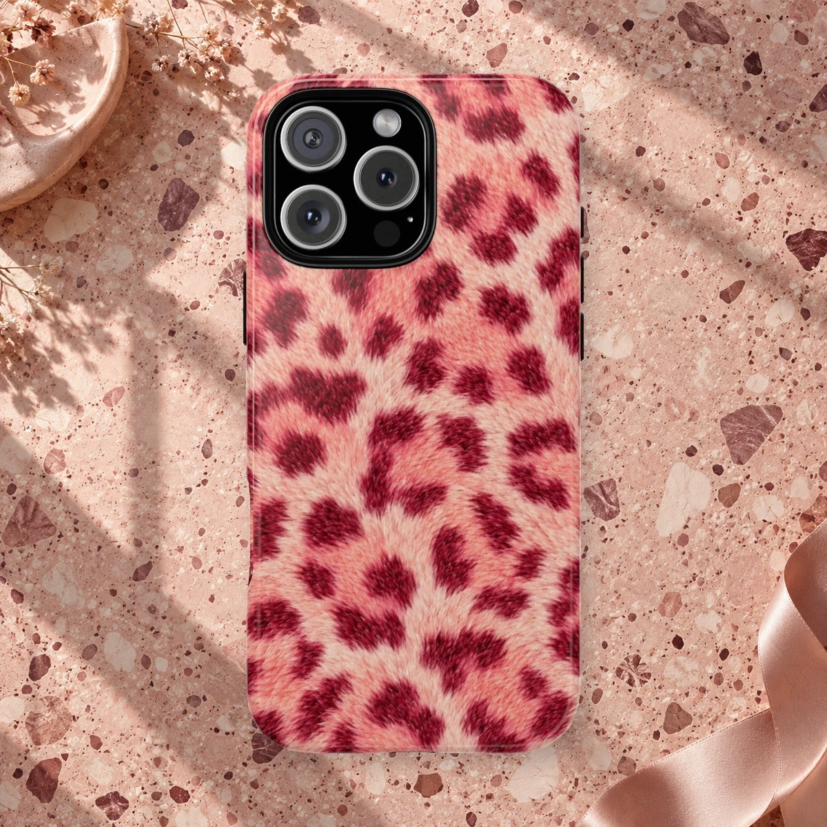 Pink Leopard phone case print