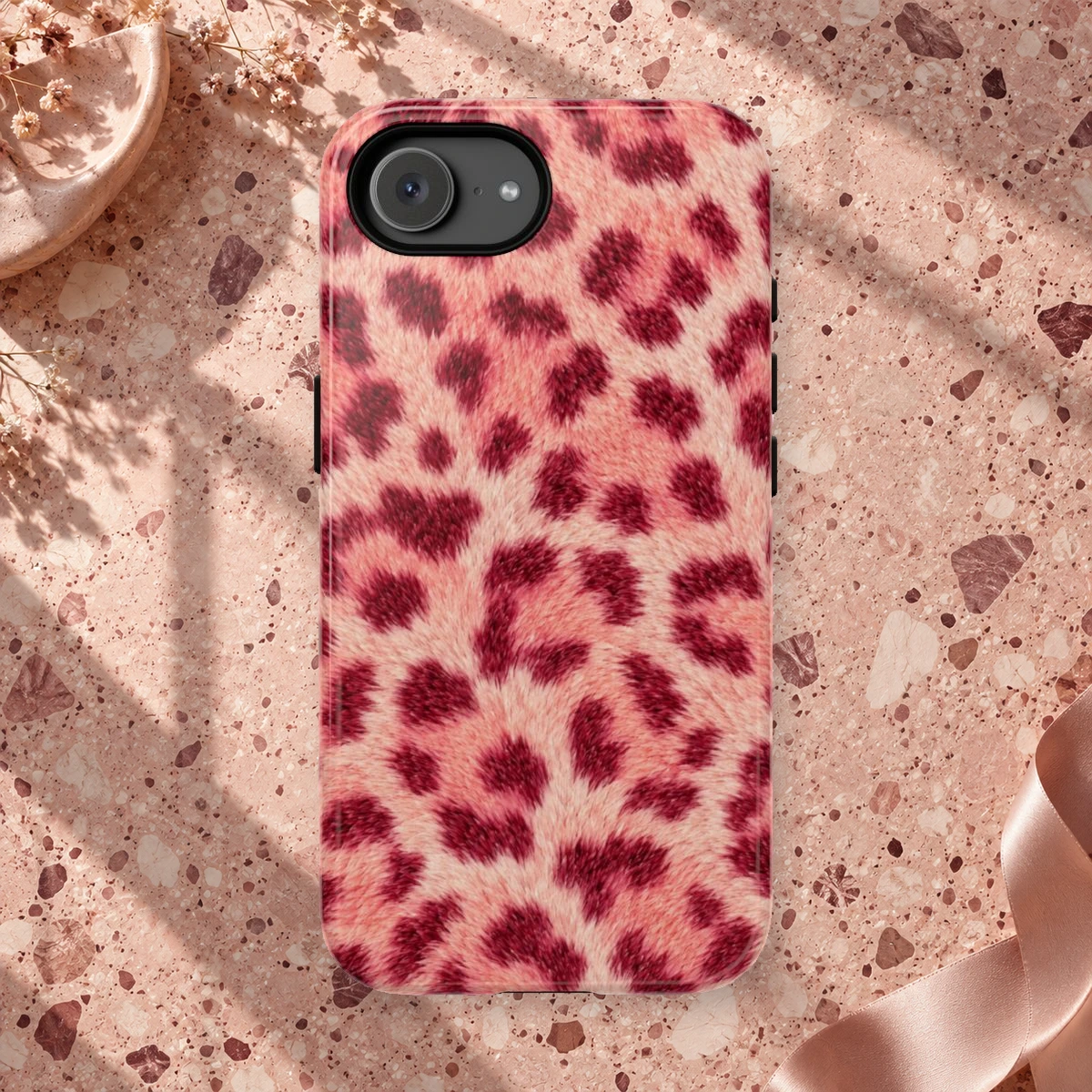 Pink Leopard phone case print