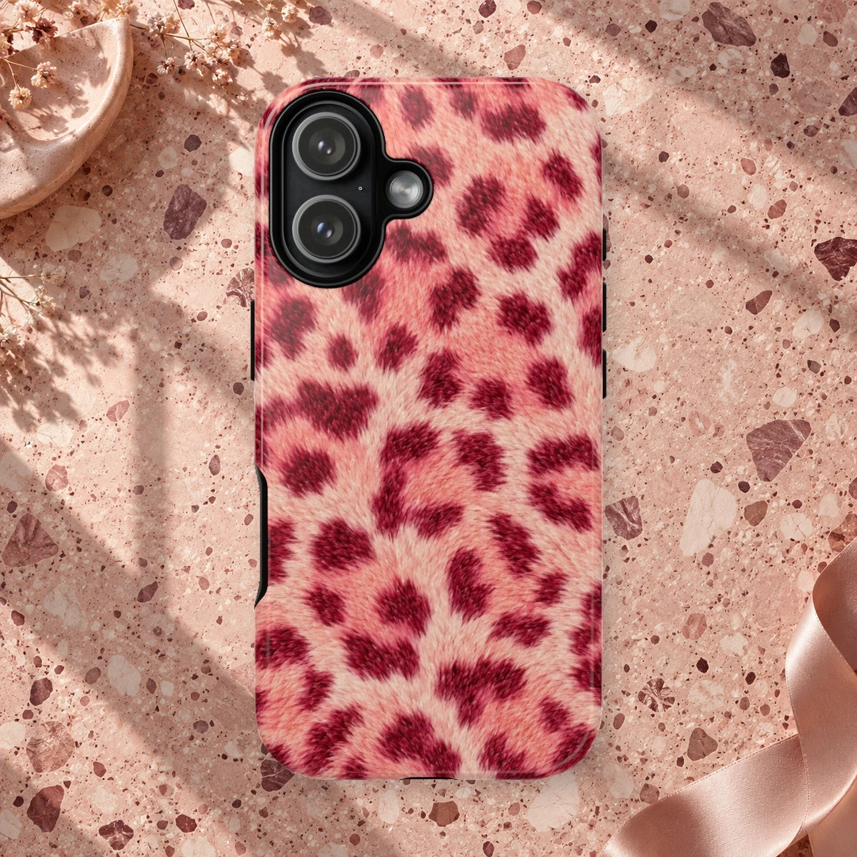 Pink Leopard phone case print