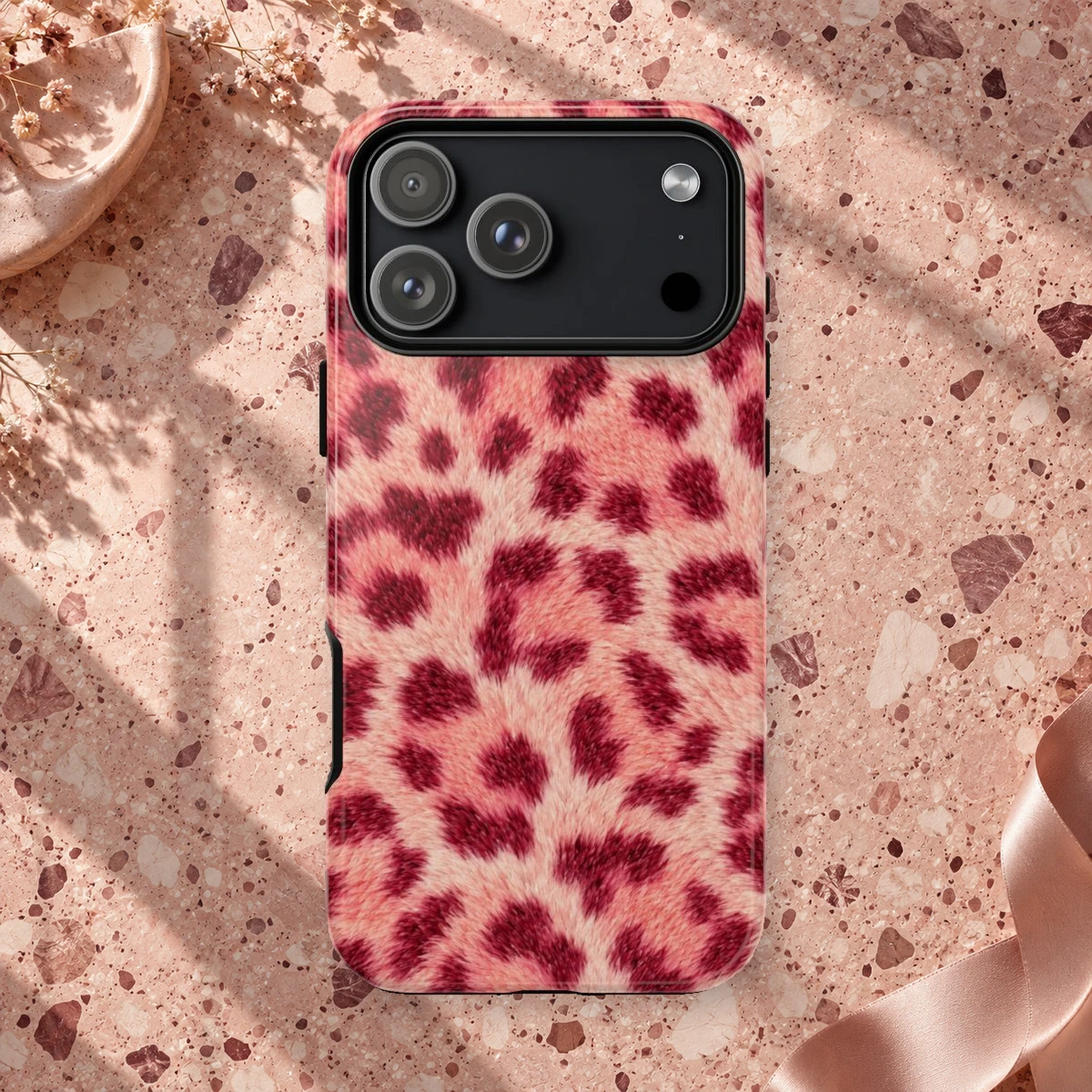 Pink Leopard phone case print