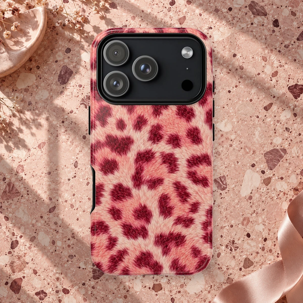 Pink Leopard phone case print