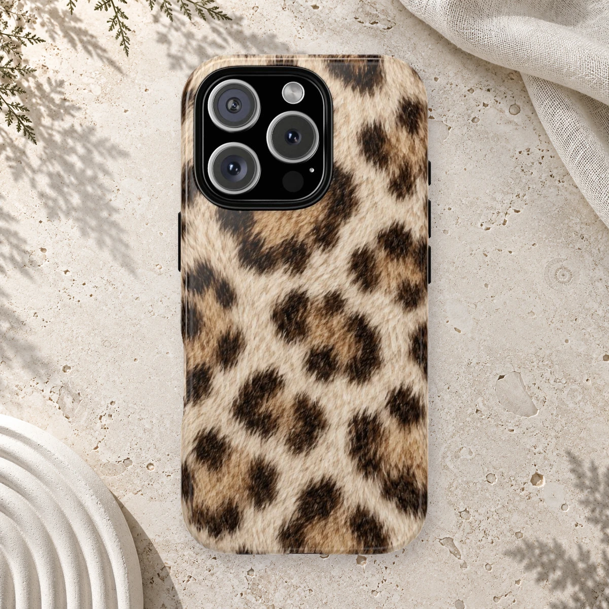 White Cream Fur phone case styled view