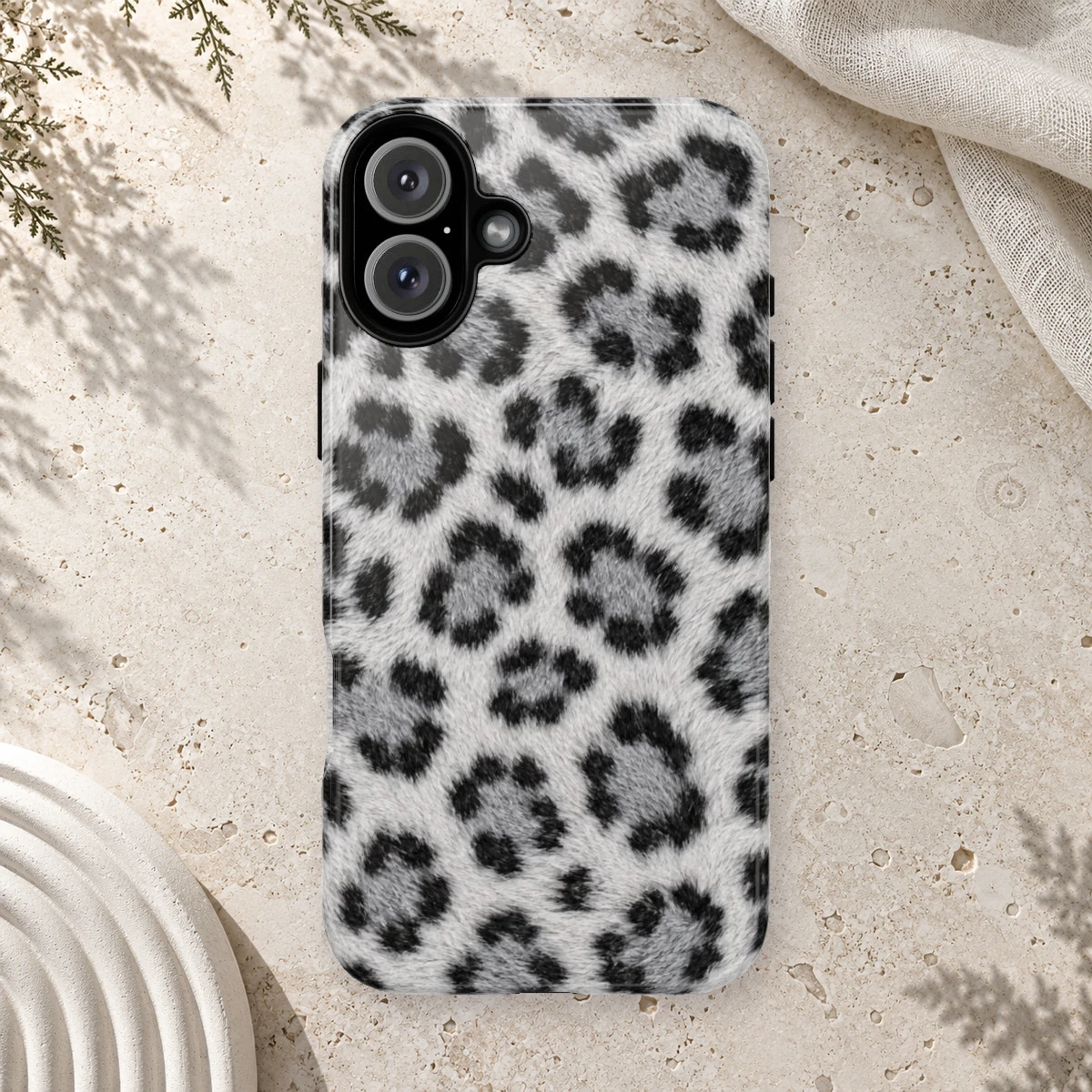 White Leopard phone case print
