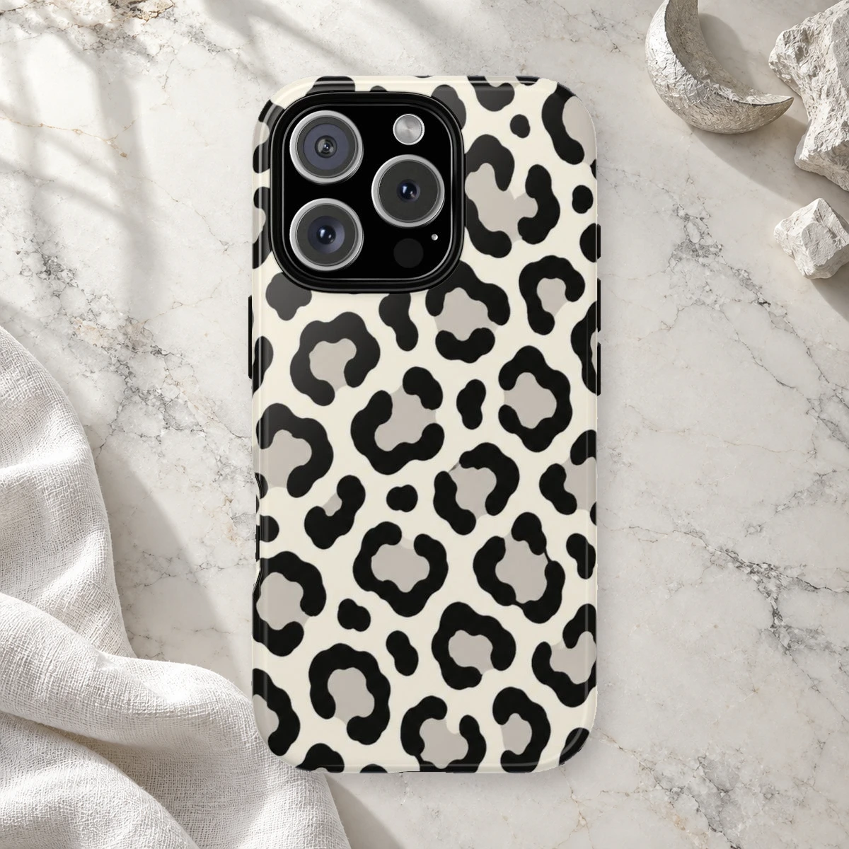 White Ivory Rosettes phone case styled view