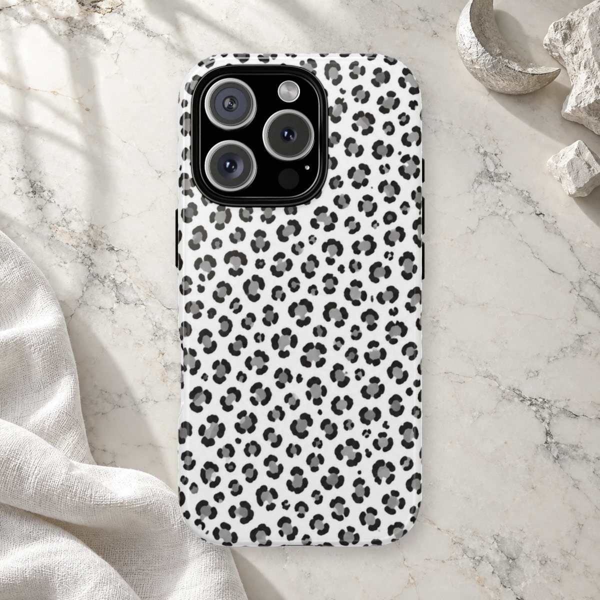 White Micro Spots phone case styled view